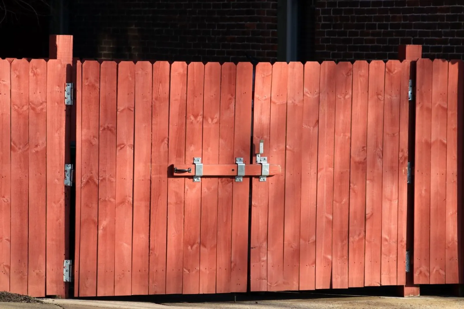 Timber fence panel with post and hardware detail
